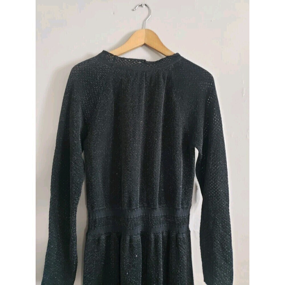 Tory Burch Dress Size Large Black Metallic Wool Elastic Waist Lightweight Event - Picture 7 of 11